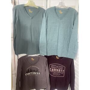 Carhartt Lot Of 4 T Shirt Women’s Relaxed Fit Long Sleeve Workwear Sz Medium